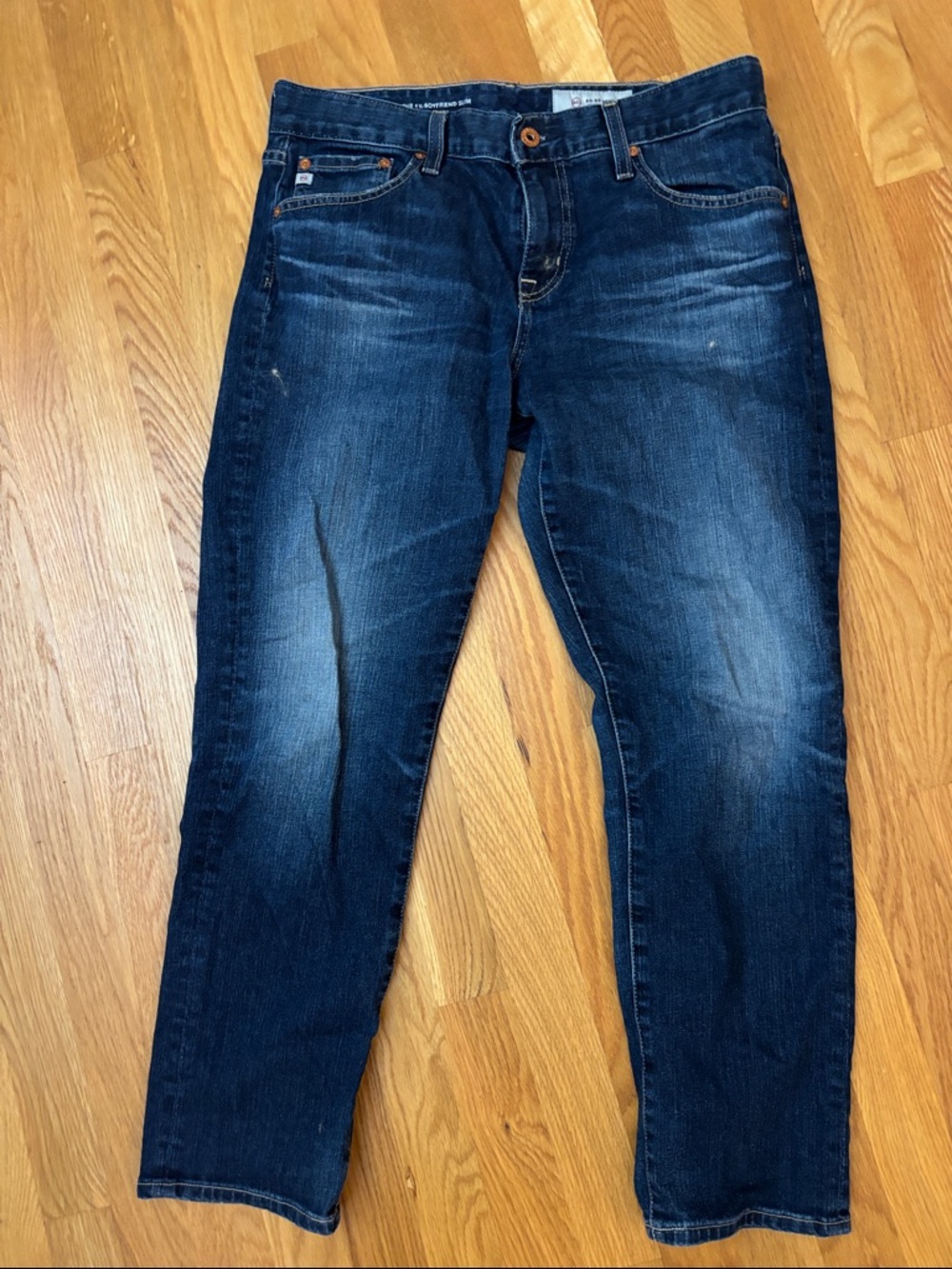 Ag Adriano Goldschmied Slim Straight Jeans in Dark Blue Wash